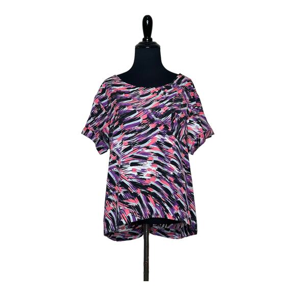 BCBGeneration multicolor print short sleeves high low blouse size Medium - Picture 11 of 11